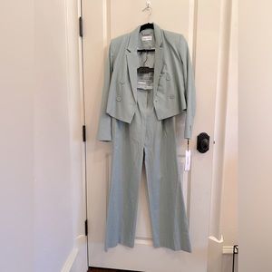 Calvin Klein Co-Ord Suit Blazer Trouser Matching Suit Set - Linen